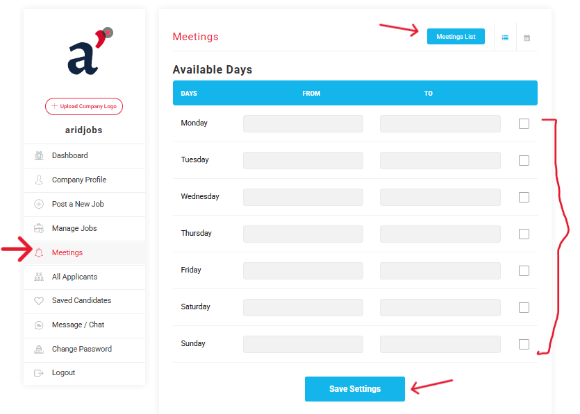 Meetings with Candidates Screen 1